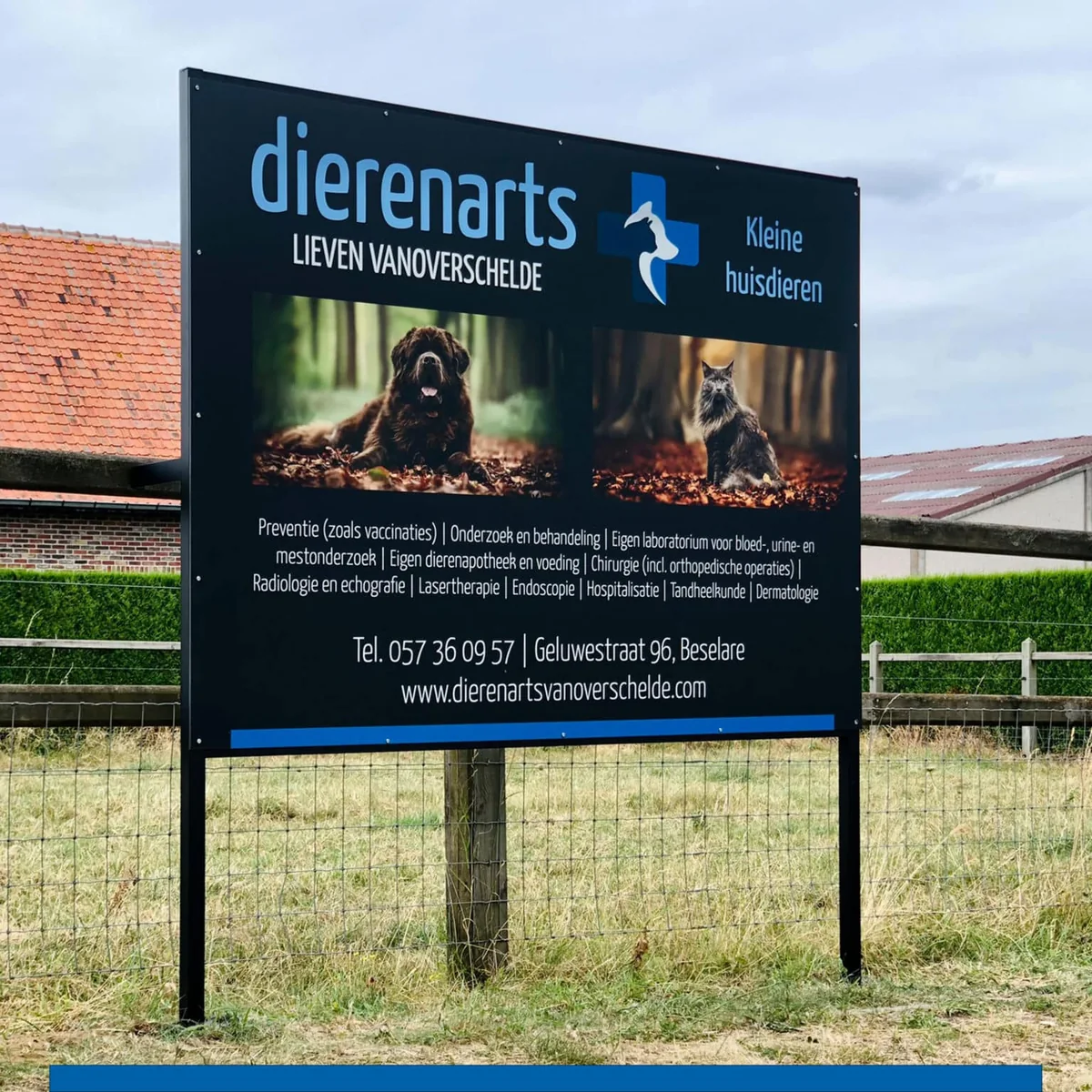 Reclamebord voor Dierenartsenpraktijk Vanoverschelde